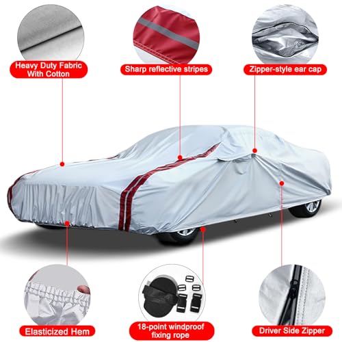 SPORTULI Waterproof Car Covers Replace for 2005–2013 Corvette C6, 6 Layers All Weather Custom-fit Car Cover with Zipper Door & 18 Ponit Windproof Bands for Snow Rain Dust Hail Protection - Image 2