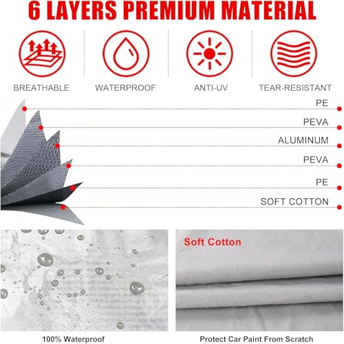 SPORTULI Waterproof Car Covers Replace for 2005–2013 Corvette C6, 6 Layers All Weather Custom-fit Car Cover with Zipper Door & 18 Ponit Windproof Bands for Snow Rain Dust Hail Protection - Image 3