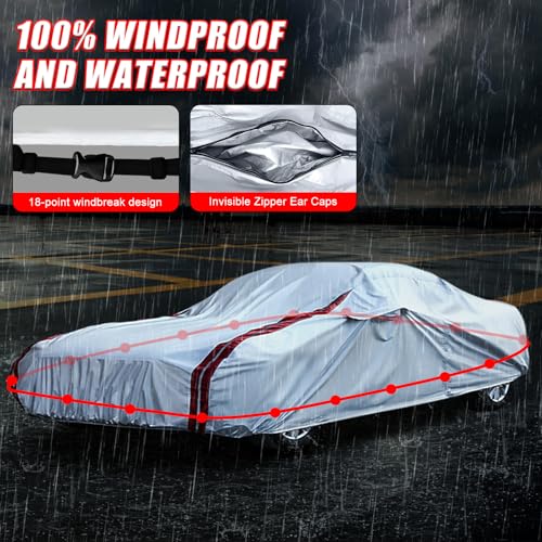 SPORTULI Waterproof Car Covers Replace for 2005–2013 Corvette C6, 6 Layers All Weather Custom-fit Car Cover with Zipper Door & 18 Ponit Windproof Bands for Snow Rain Dust Hail Protection - Image 5