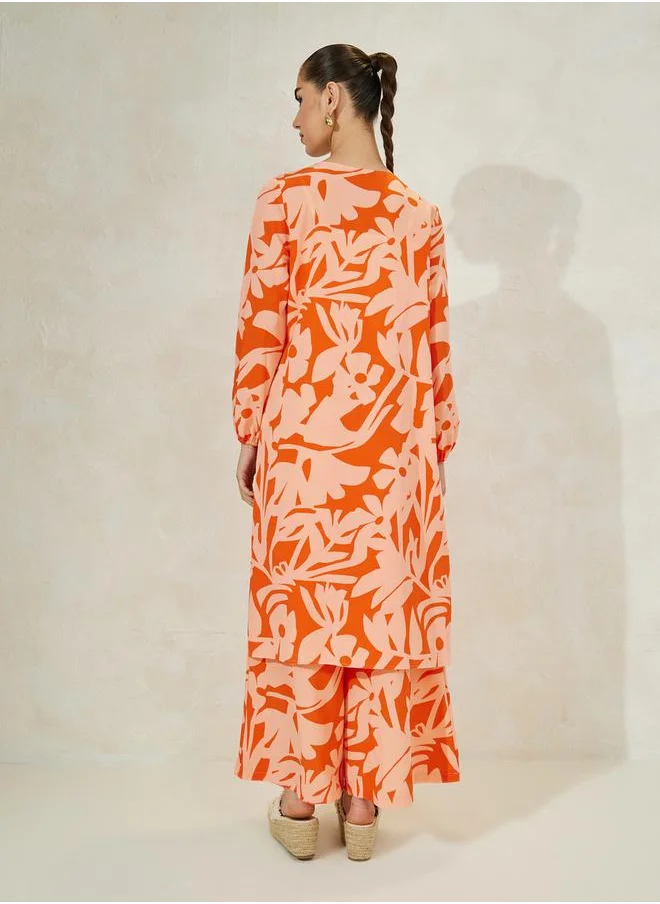 ستايلي 3 Piece Printed Kimono with Cami & Pants Co-Ord Set