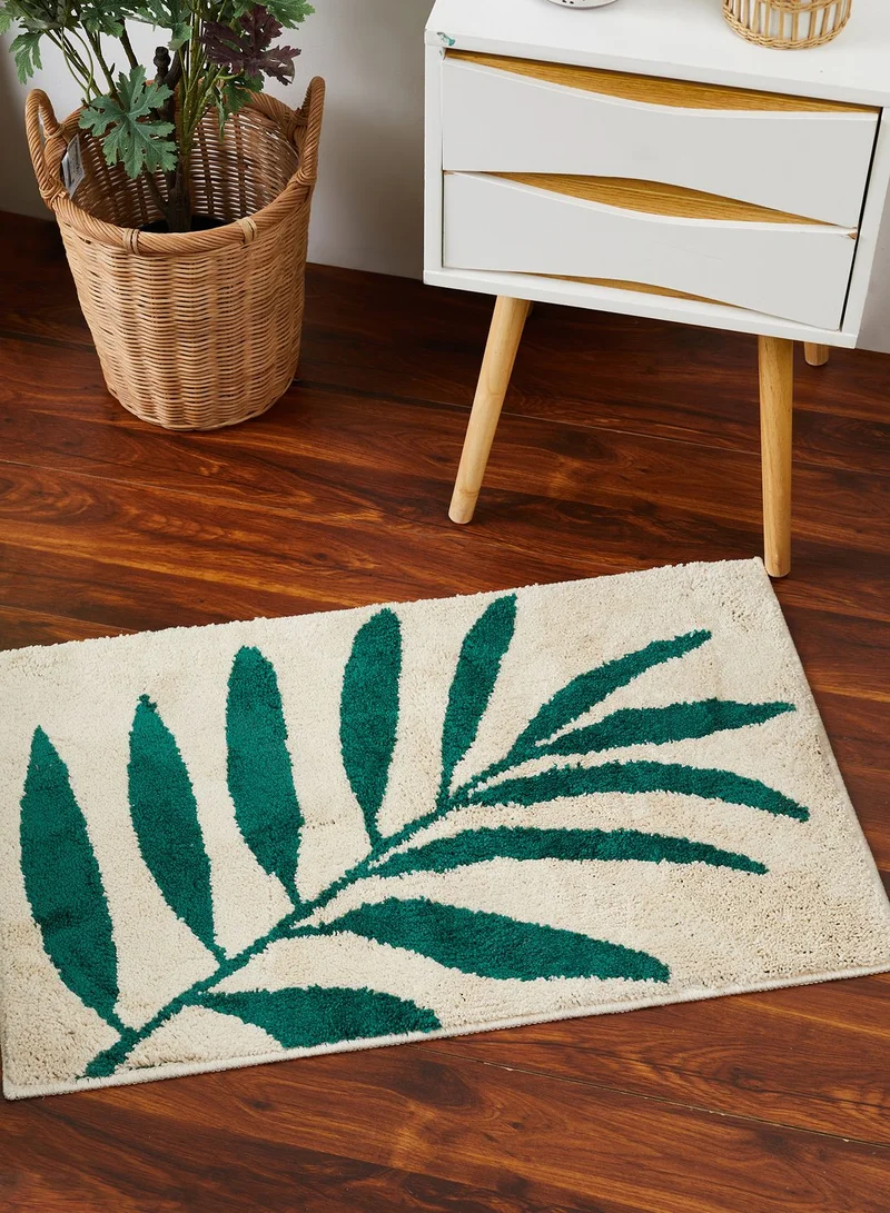 AURORA Printed Leaves Bath Mat