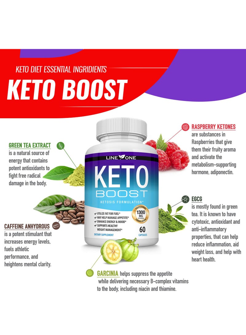 كيتو حبوب خسارة الوزن / مساعد فقدان الوزن غير موصوف / فعالة في حرق الدهون وكبح الشهية / ممتازة لحمية كيتو 60 كبسولة - Image 3