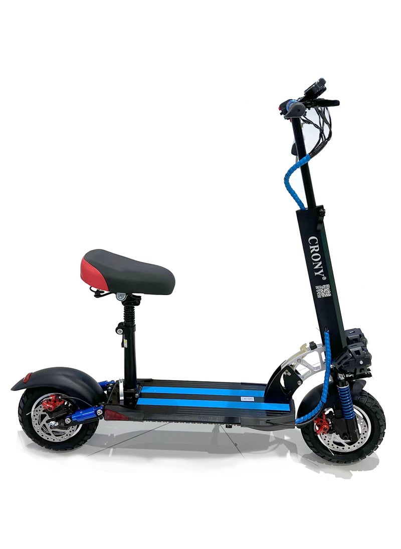 Crony - V10 Pro 1200W High Speed Electric Scooter For adult & Kids 36V/12Ah, Off-Road Tires, Dual Suspension, Front & Rear Disc Brakes, Triple Led Lights, Easy Foldable 21kg Aluminum Frame,Load 120kg，Powerful E-Bike Urban Mobility，Blue - Image 1