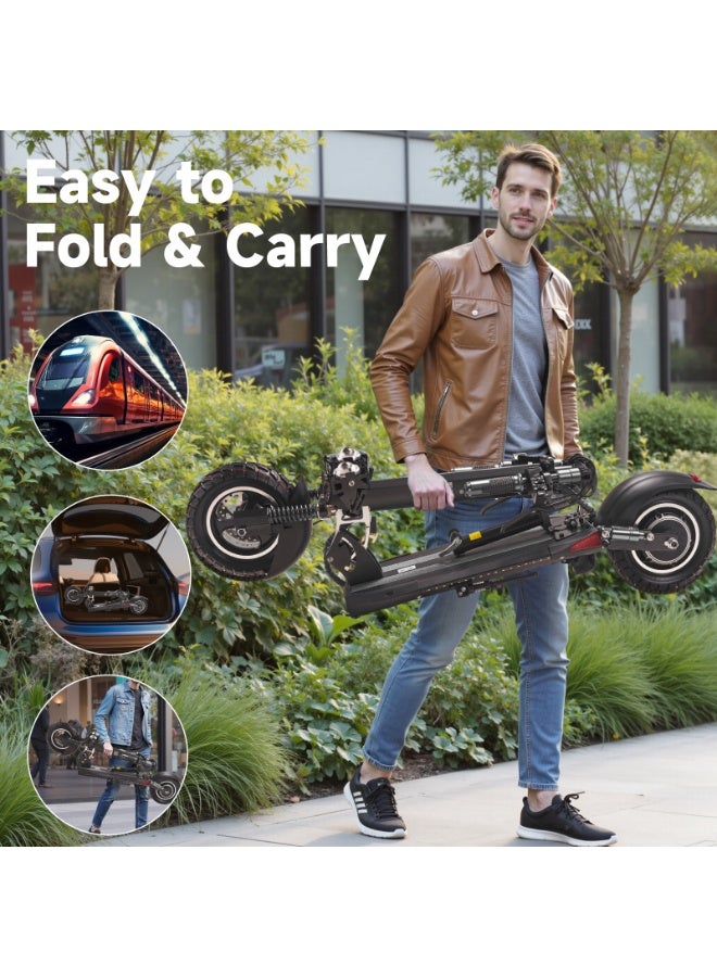 V10 Big LCD 1200W Motor E-Scooter, 48V 12AH Battery, 28–42 MRH Max Speed 20-40KM Range, 10” Off-Road Rubber Tires, Dual Disc Brakes, Front & Rear Suspension, Foldable Aluminum Frame, Triple LED Headlights, LED Base Lighting, Electric Scooter for Adults/Teens with Seat, Heavy Duty 265 lbs Load Capacity, Fast Urban Commuter E-Skateboard for Teens and Adults, Long Range, E-bike with Solid Tires and Easy Folding Design, Fast Urban Commuter Motorized Scooter,Perfect Scooter for Outdoor Adventures, Black