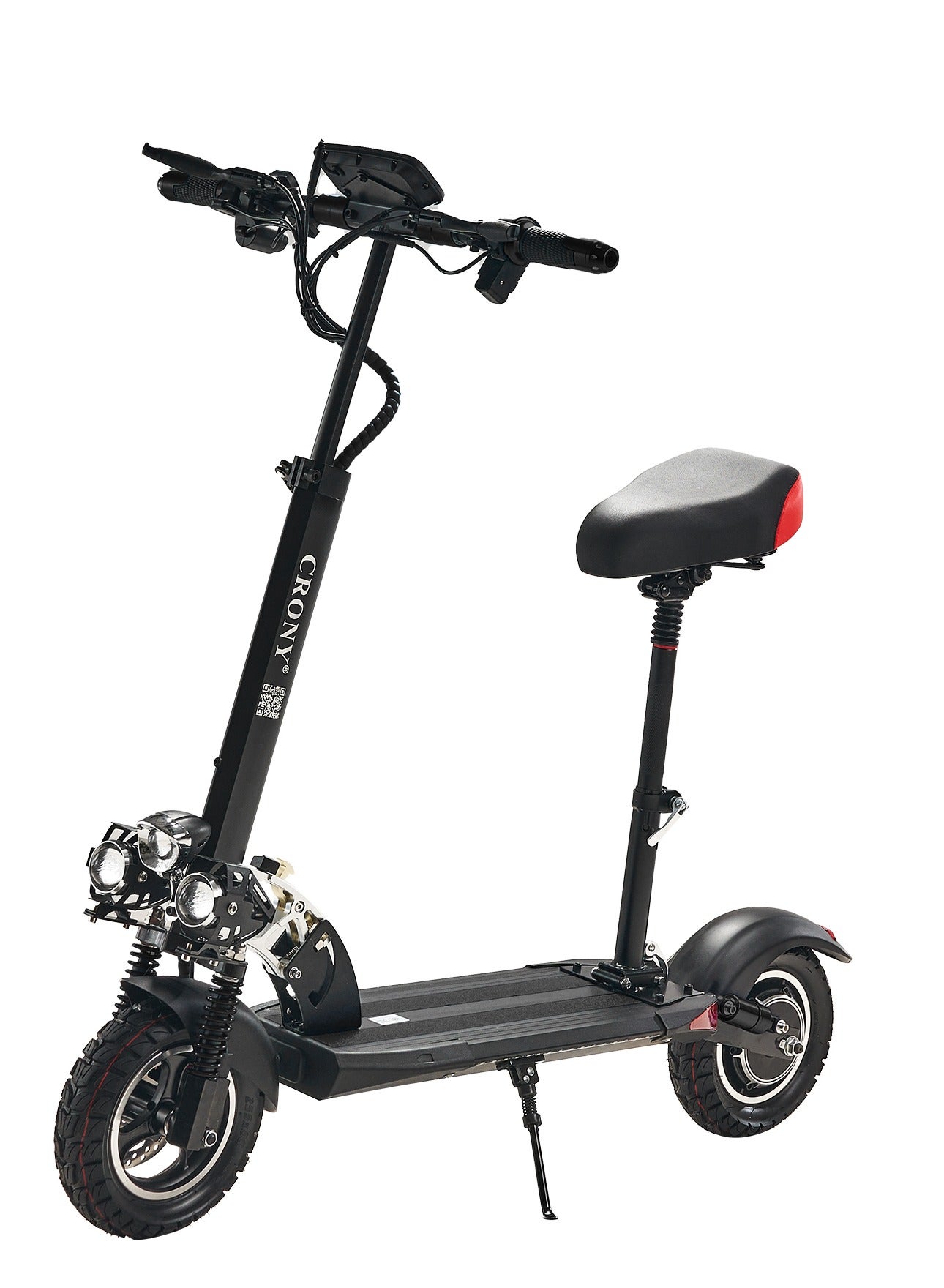 Big LED 1200W Motor E-Scooter, 48V 12AH Battery, 28–42 MRH Max Speed 20-40KM Range, 10” Off-Road Rubber Tires, Dual Disc Brakes, Front & Rear Suspension, Foldable Aluminum Frame, Triple LED Headlights, LED Base Lighting, Electric Scooter for Adults/Teens with Seat, Heavy Duty 265 lbs Load Capacity, Fast Urban Commuter E-Skateboard for Teens and Adults, Long Range, E-bike with Solid Tires and Easy Folding Design, Fast Urban Commuter Motorized Scooter,Perfect Scooter for Outdoor Adventures, Black