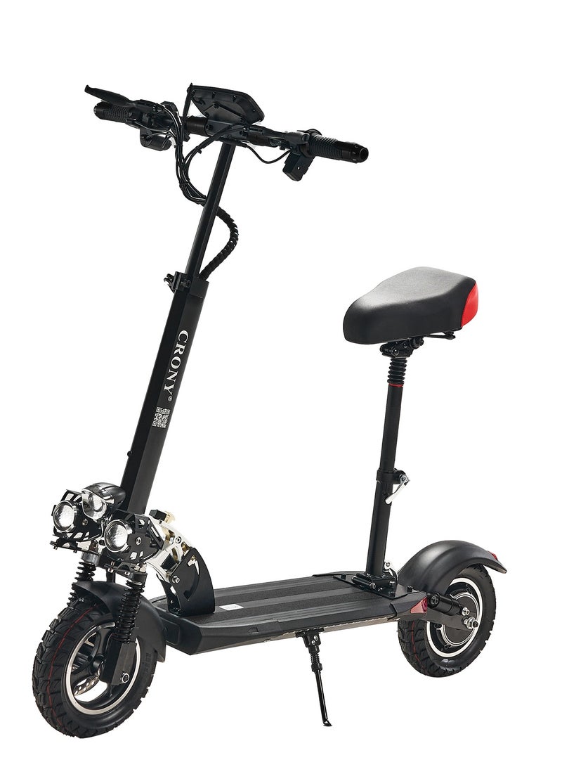 كروني سكوتر كهربائي V10 بشاشة LED كبيرة، محرك 1200 واط، بطارية 48 فولت 12 أمبير/ساعة، أقصى سرعة 28-42 ساعة، مدى 20-40 كم، إطارات مطاطية للطرق الوعرة 10 بوصات، فرامل قرصية مزدوجة، نظام تعليق أمامي وخلفي، هيكل من الألومنيوم قابل للطي، مصابيح أمامية ثلاثية LED، إضاءة قاعدة LED، سكوتر كهربائي للبالغين/المراهقين مع مقعد، سعة حمولة 265 رطلاً، لوح تزلج كهربائي سريع للتنقل في المناطق الحضرية للمراهقين والبالغين، مدى طويل، دراجة كهربائية بإطارات صلبة وتصميم سهل الطي، سكوتر كهربائي سريع للتنقل في المناطق الحضرية، سكوتر مثالي للمغامرات الخارجية، أزرق - Image 1