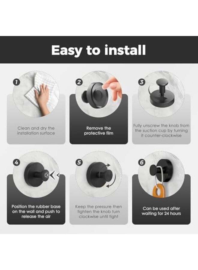 Showerr Hooks for Inside Shower,Suction Cup Hooks for Glass Window,Removable Towel Hooks for Bathrooms,4 Packs - Image 5