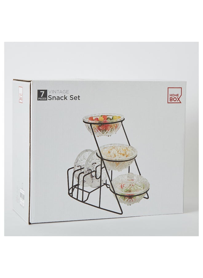 Home Box - Vintage 7-Piece Glass Snack Set 31.6x26.5x14.5 cm - Image 1