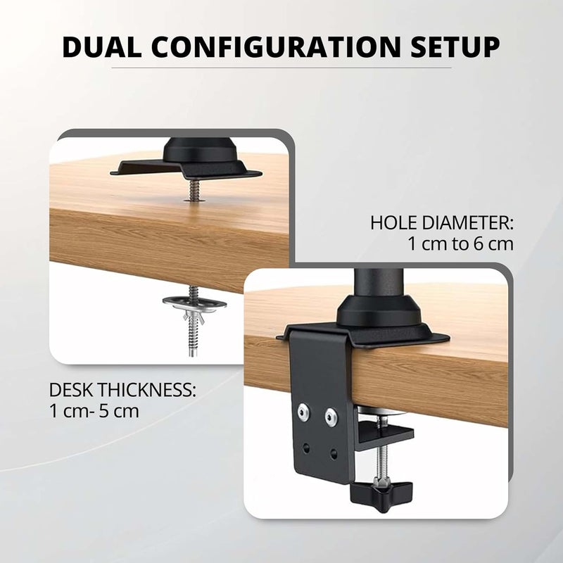 ROBUSTT Computer PC Monitor LED TV Desk Mount Stand with Articulating Center Arm Joint | for 15" to 33" Screens Full Motion Mount | Height Adjustable | Gaming Screen - Pack of 2 - Image 3
