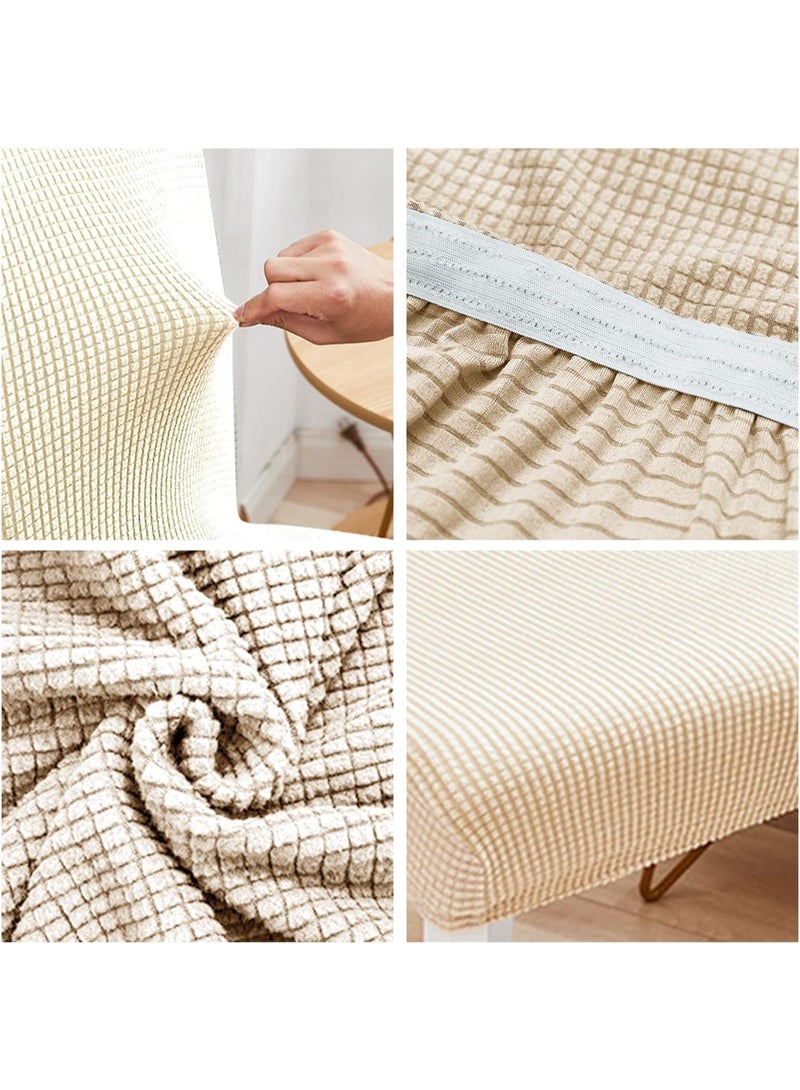 Bukela JZS Dining Chair Covers Set of 6 Stretchable Protector Seat Slipcovers Soft Jacquard Fabric Removable and Washable Fit for Dinning Room, Old Chair, Wedding Ceremony (Beige) - Image 5