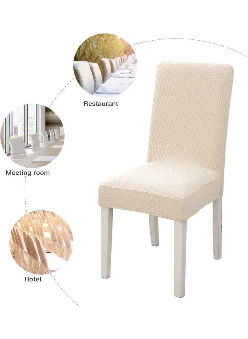 Bukela JZS Dining Chair Covers Set of 6 Stretchable Protector Seat Slipcovers Soft Jacquard Fabric Removable and Washable Fit for Dinning Room, Old Chair, Wedding Ceremony (Beige) - Image 4