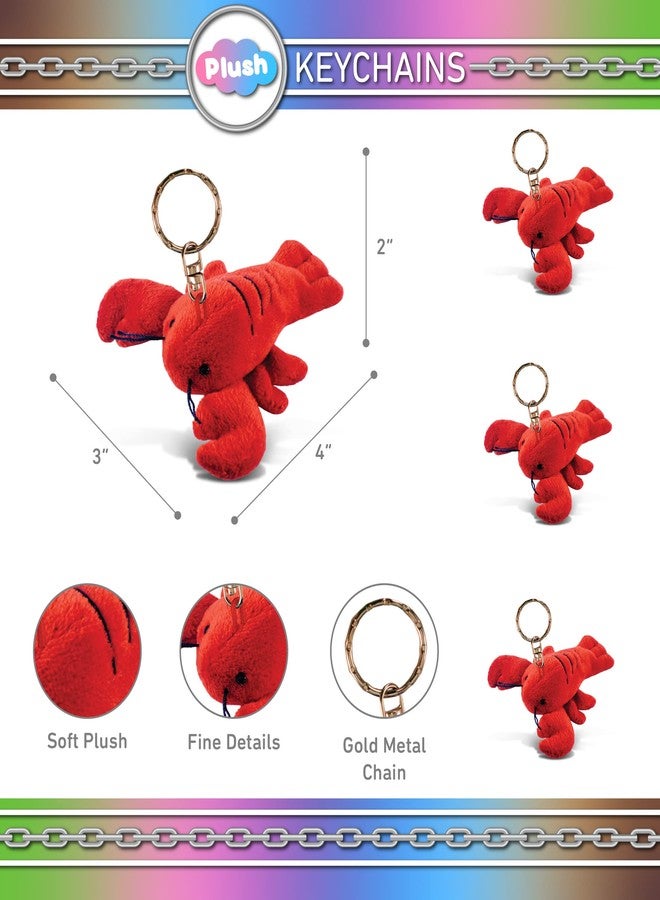 Puzzled Red Lobster Plush Keychain - Super Soft Ocean Animal Stuffed Toy for Backpacks, Purse, Car Keys With Metal Key Ring - 4 Inches - Image 2