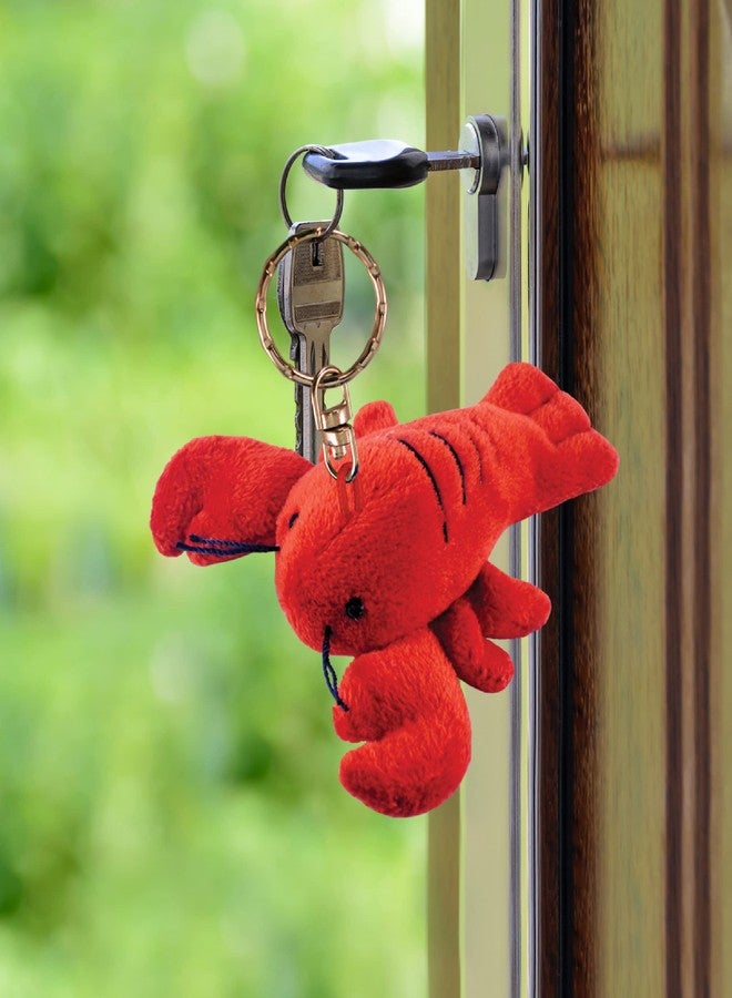 Puzzled Red Lobster Plush Keychain - Super Soft Ocean Animal Stuffed Toy for Backpacks, Purse, Car Keys With Metal Key Ring - 4 Inches - Image 4