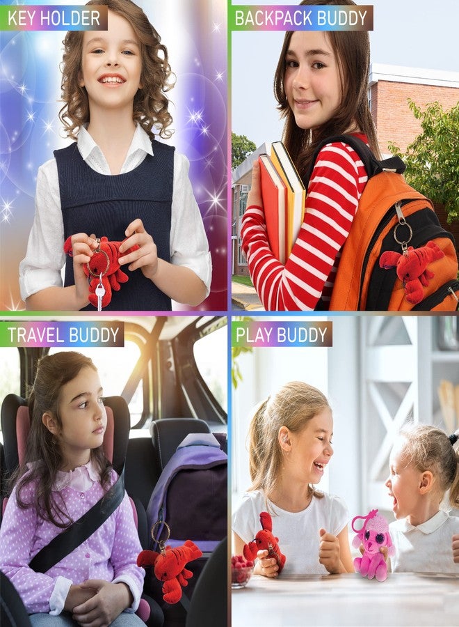 Puzzled Red Lobster Plush Keychain - Super Soft Ocean Animal Stuffed Toy for Backpacks, Purse, Car Keys With Metal Key Ring - 4 Inches - Image 3