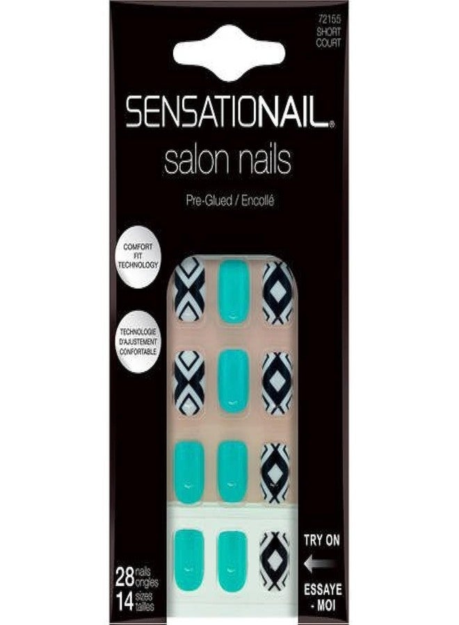 Sensationail Salon Nails Set, 28 Nails, 14 Sizes, Short, Pre-Glued 72155 - Image 1