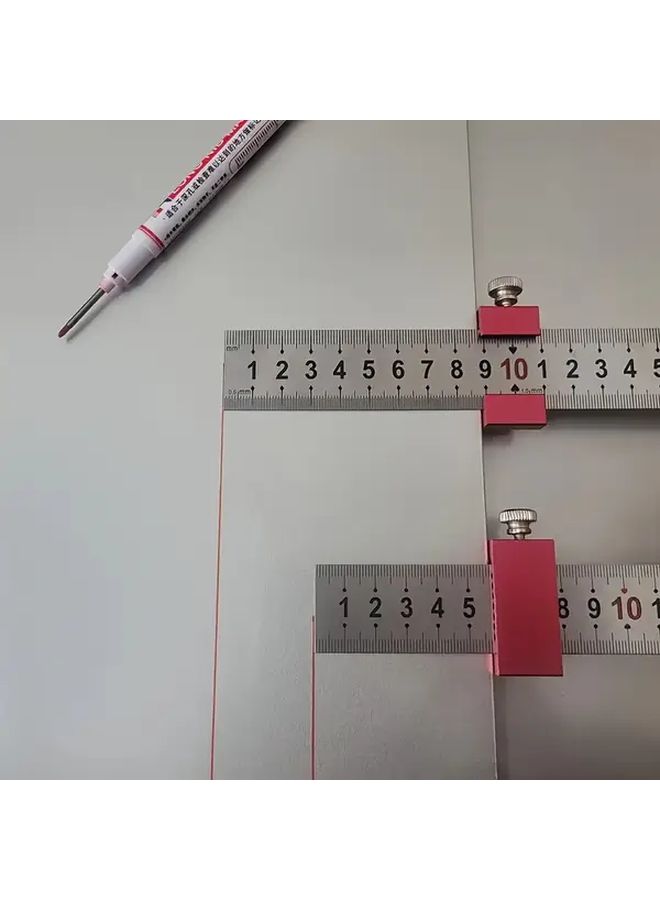 Precision Woodworking Ruler Set With Red Stopper Aluminum Stainless Steel Scribing Marking Gauge - Image 5