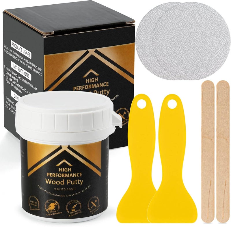 deuvuo Wood Filler, Wood Putty Filler White - Our Wood Grain Filler Offers a Quick and Lasting Fix for Any Damage or Flaw - Paintable, Stainable, Sandable & Quick Drying - 9.87 Ounce - Image 1
