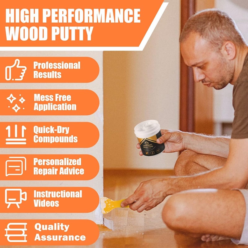 deuvuo Wood Filler, Wood Putty Filler White - Our Wood Grain Filler Offers a Quick and Lasting Fix for Any Damage or Flaw - Paintable, Stainable, Sandable & Quick Drying - 9.87 Ounce - Image 4