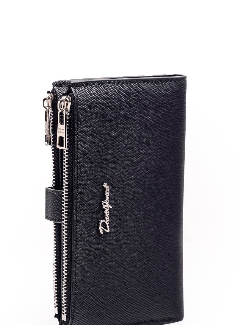 David Jones- Wallet with compartments for Women model DJ0053- Modern and beautiful functional wallet with a button to open- Large size and light weight wallet
