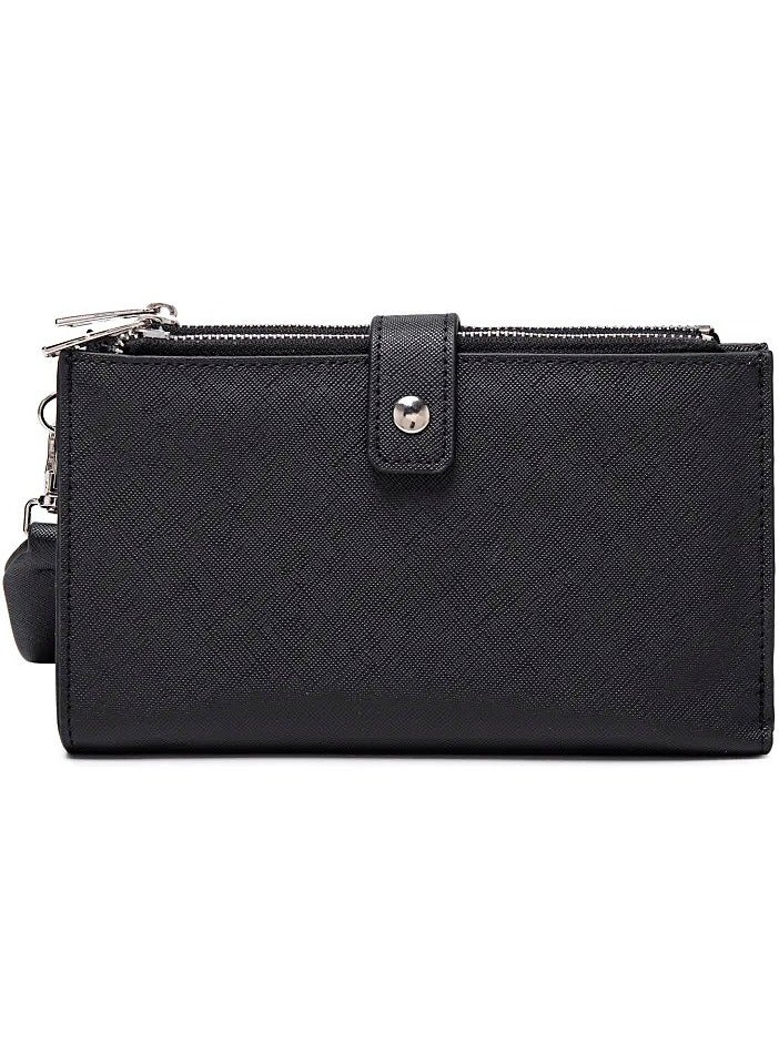 David Jones- Wallet with compartments for Women model DJ0053- Modern and beautiful functional wallet with a button to open- Large size and light weight wallet