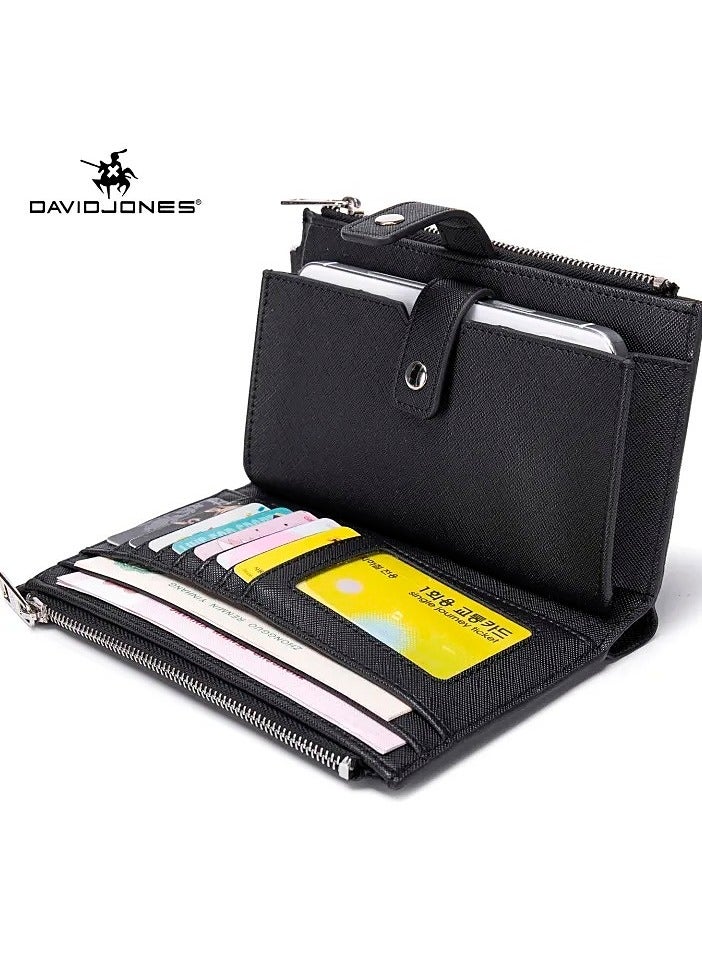 David Jones- Wallet with compartments for Women model DJ0053- Modern and beautiful functional wallet with a button to open- Large size and light weight wallet