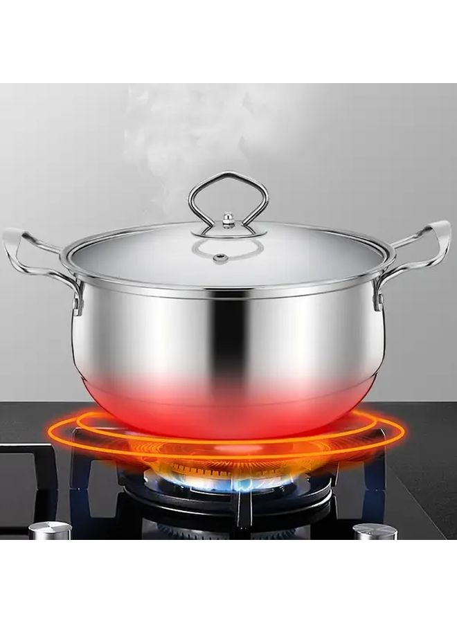 2pcs Set Stainless Steel Cookware Induction Ready Flat Bottom Frying Pan Soup Pot - Image 5