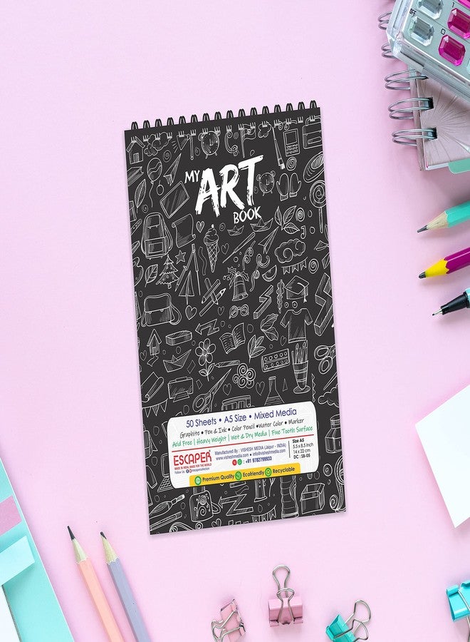 ESCAPER Black Themed A5 Sketch Book - Unleash Your Imagination with 50 Sheets (100 Pages) of Superior-Quality Artist Paper - Image 3
