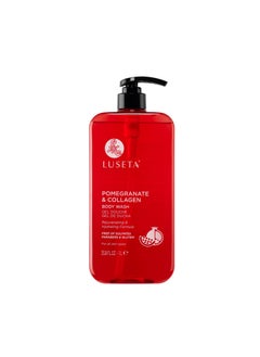 L LUSETA Luseta Pomegranate & Collagen Body Wash Rejuvenating Shower Gel Body Cleanser for All Skin Types Moisturizing and Hydrating Dry Skin 33.8oz 