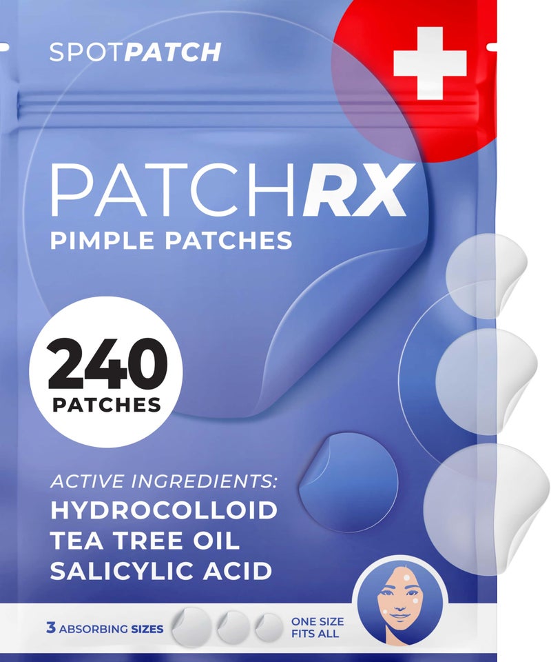 KEYCONCEPTS PatchRx Pimple Patches for Face (240 Patches), Hydrocolloid Acne Patches with Tea Tree Oil & Salicylic Acid, Pimple Patch Pimple Stickers, Hydrocolloid Patch Acne Dots Acne Pimple Patches For Face