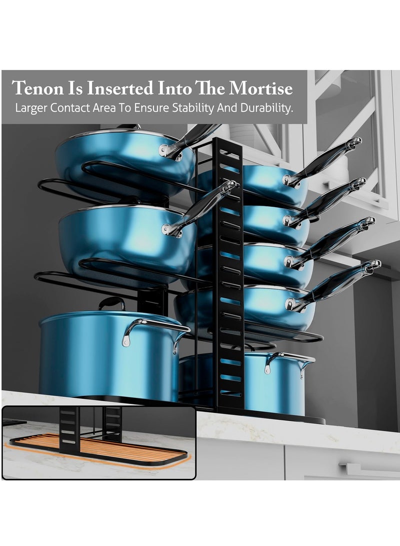 MIXDE Pots and Pans Organizer - 8-Tier Kitchen Cabinet Organizers and Storage, Adjustable Pot Racks for Cabinet, Frying pan, Bakeware, Lid, Dishes, Pot Rack for under Cabinet with 3-Way DIY Assembly - Image 3