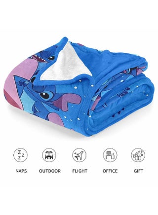 Disney Licensed Stitch Fleece Blanket – Small Blue Super Soft Plush Throw Blanket 75x100cm, Lightweight and Warm, Perfect for Bedroom, Living Room, Sofa, Car Throw, or Family Travel & Camping - view 5