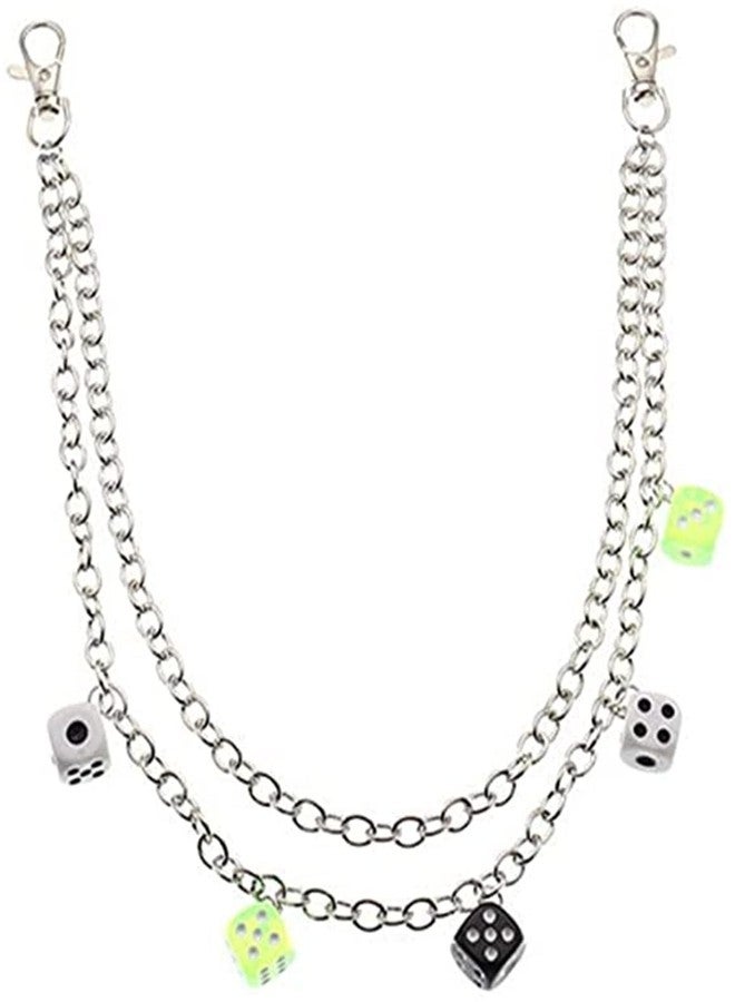 سلسلة محفظة جيب بانك من بينغيونغ تشانغ إتش آند زد، بتصميم ملاك لطيف، ونرد، وفطر، وقلب، وأشواك، وبنطال جينز، وسلسلة حزام متعددة الطبقات، وسلسلة خصر، وسلسلة بطن، ومجوهرات للجسم للنساء والفتيات - نرد - Image 1