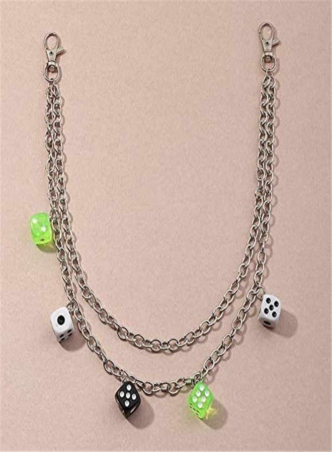 سلسلة محفظة جيب بانك من بينغيونغ تشانغ إتش آند زد، بتصميم ملاك لطيف، ونرد، وفطر، وقلب، وأشواك، وبنطال جينز، وسلسلة حزام متعددة الطبقات، وسلسلة خصر، وسلسلة بطن، ومجوهرات للجسم للنساء والفتيات - نرد - Image 5