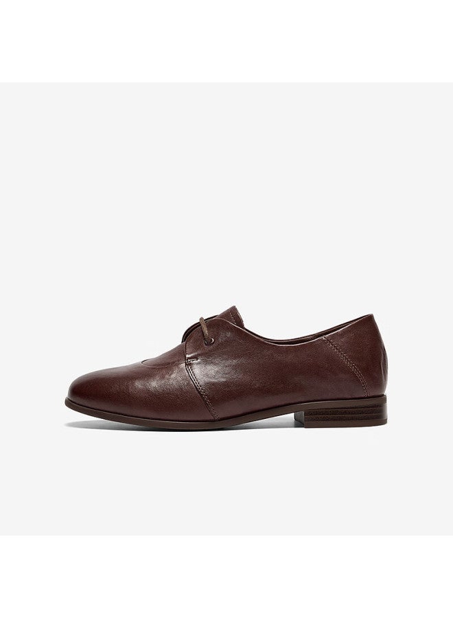 Bata Oxford Shoes Women's Spring Autumn Cowhide Commuter Versatile Shoes Yr01dcm5 Brown Size 39 - Image 1