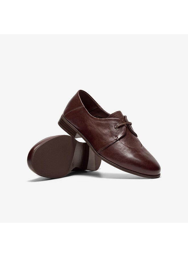 Bata Oxford Shoes Women's Spring Autumn Cowhide Commuter Versatile Shoes Yr01dcm5 Brown Size 39 - Image 2