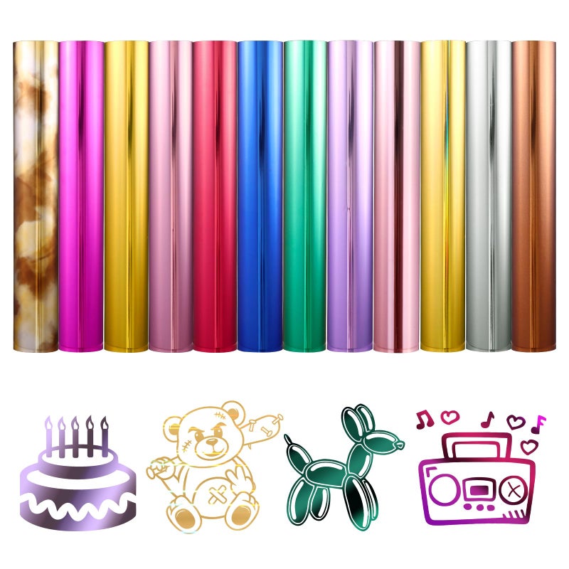 حزمة فينيل نقل الحرارة المعدني تينت نات كروم HTV 12 ورقة 12x 10 فينيل هولوجرافيك ذهبي للكي HTV