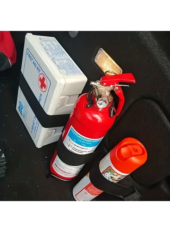 Black Car Trunk Storage Straps Adjustable Tie Down For Fire Extinguisher - Image 4