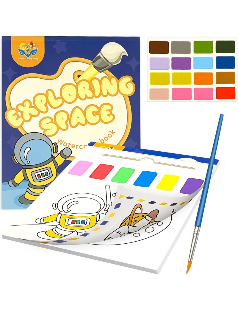 Excefore Paint With Water Coloring Books For Kids Children's Watercolor Painting Set, Arts And Crafts For Kids Ages 4-8, Gift Toy, Basket Stuffers, Exploring Space  - Image 1