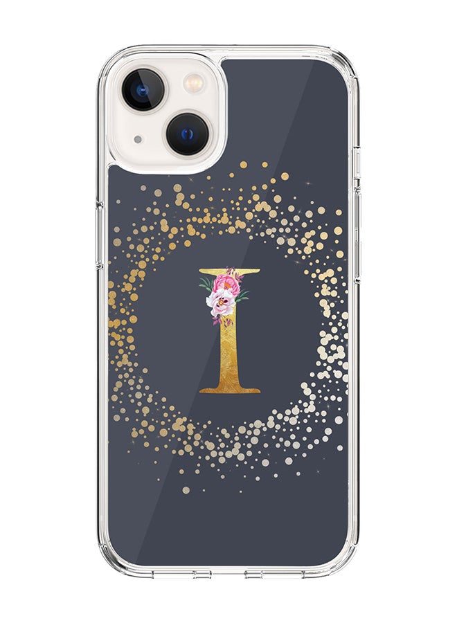 Stylizedd Classic Clear Case For iPhone 14 Plus, Hybrid Soft Case Flexible Edges Thin Cover- Custom Monogram Initial Letter Floral Pattern Alphabet - I (Grey) - Image 1
