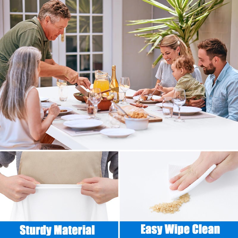 Spotjoy Rectangle Picnic Table Cloth  Waterproof Elastic Fitted Tablecloths  Washable Polyester Table Cover for Camping  Indoor and Outdoor (White  30""x60"") - Image 4