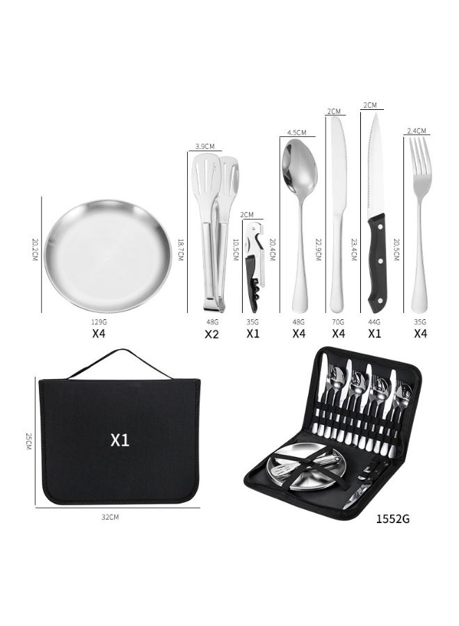 Soofam Camping Silverware Set with Case 20Pcs Camping Cutlery Kit Stainless Steel Picnic Utensils Portable Camping Mess Kit with Plates forks Spoons Outdoor Travel Tableware Set for Office BBQ Picnic Hiking - Image 1