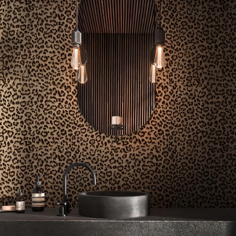 JiffDiff Leopard Print Peel and Stick Wallpaper, Waterproof Removable Self Adhesive Textured Wall Paper, Yellow Unique Funky Cheetah Contact Paper for Bedroom and Bathroom 120"X17.3"(14.4 sq. ft) - Image 5