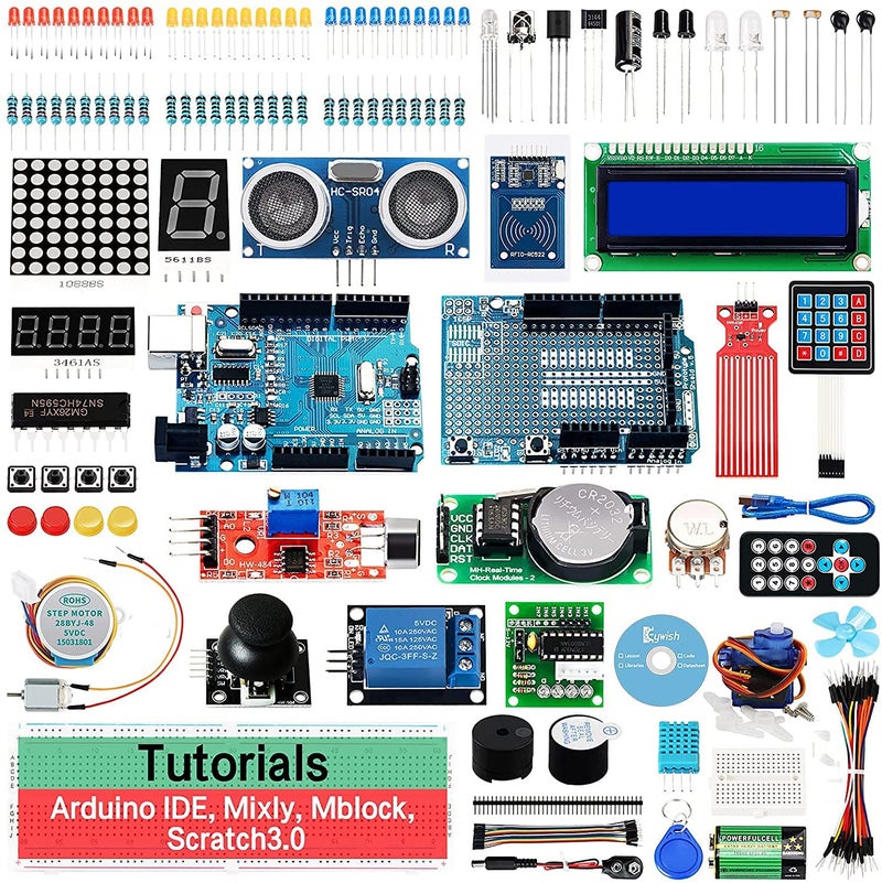 REES52 Scratch Starter Kit,Super Base Sensor Modules Kit Based on Arduino UNO R3 ATmega328P with 30 Lessons Compatible with Arduino IDE Mixly Mblock Graphical Programming - Image 1