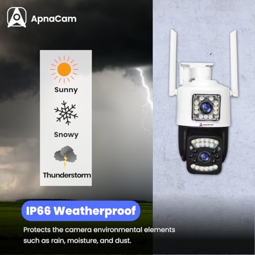 ApnaCam 4G SIM Outdoor CCTV Camera | 3+2MP Dual Lens Security Cam with Pan & Tilt Zoom, Motion Detection, 2-Way Talk, IP66 Weatherproof, SD Card Support Up to 128GB (White) - Image 3