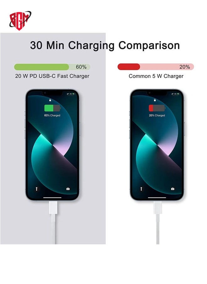 BGM - 2 Pack iPhone USB C Fast Charger, [Apple MFi Certified] 20W PD Type C Power Block Wall Charger Plug Adapter with 6.6FT USB-C to Lightning Cable Compatible with iPhone 14 PRO MAX - Image 1