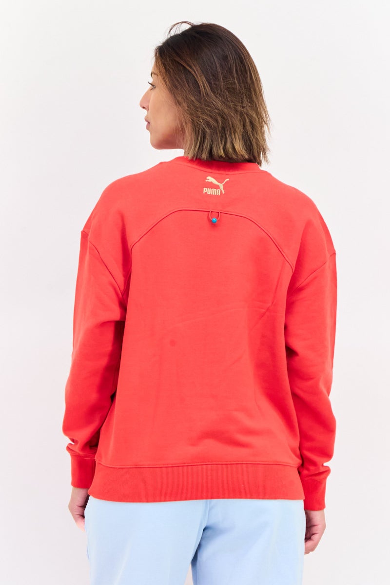 PUMA Women Sportswear Fit Embroidered Sweatshirt, Red - Image 3