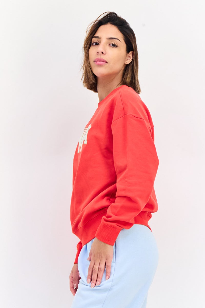 PUMA Women Sportswear Fit Embroidered Sweatshirt, Red - Image 4