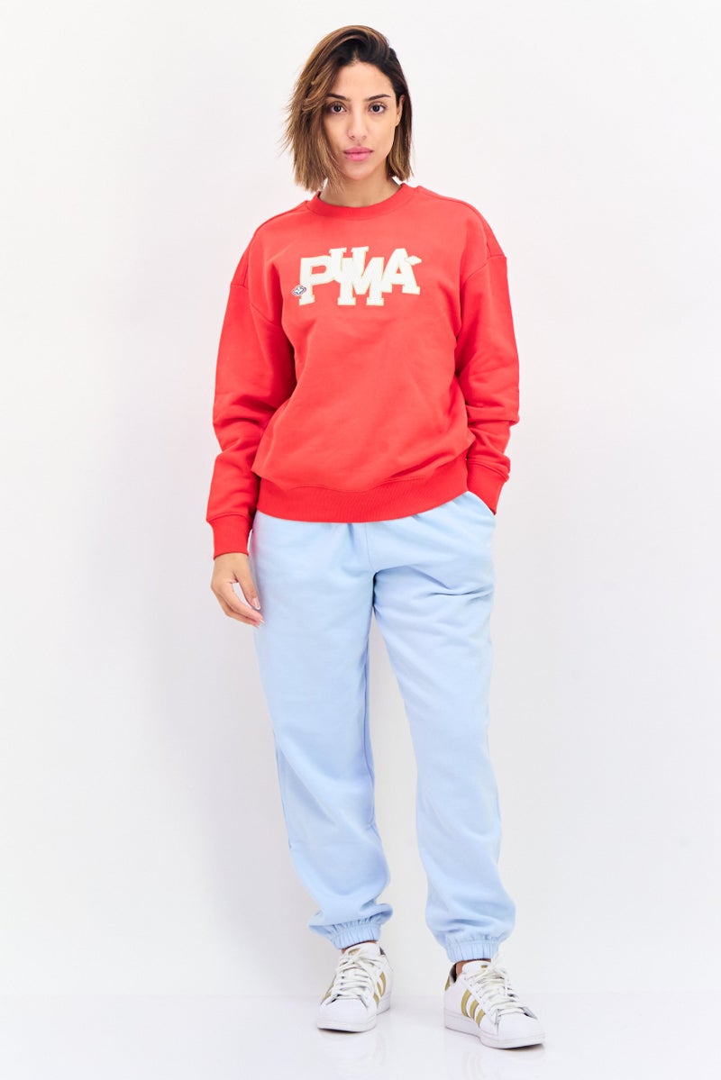 PUMA Women Sportswear Fit Embroidered Sweatshirt, Red - Image 2