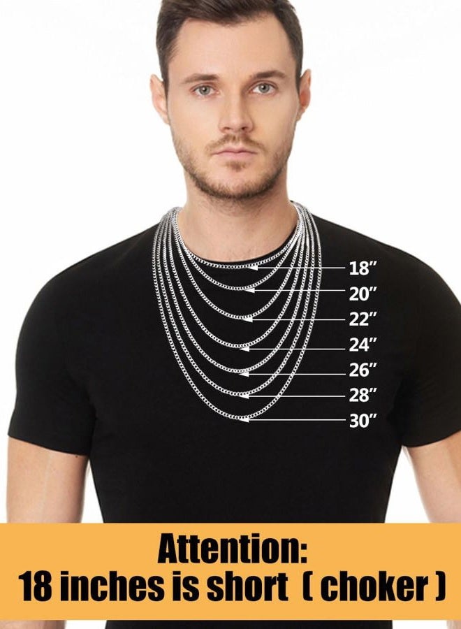 Fiusem Silver Tone Cross Necklace for Men, Mens Cross Necklaces with 3.5mm Chain and Stainless Steel Pendant, Cuban Chain 16-24 Inches, 18 Inches, Stainless Steel, No Gemstone - Image 2