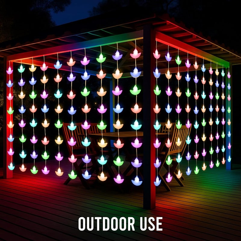 Gesto 80 Diya Curtain Lights – Multicolor Fairy Lights with 8 Modes Controller | AC Powered Diya Lights for Home,Balcony,Mandir,Pooja Room,Diwali Decoration,Festival Decor & Hanging Lights (10 x 3 Ft) - Image 4
